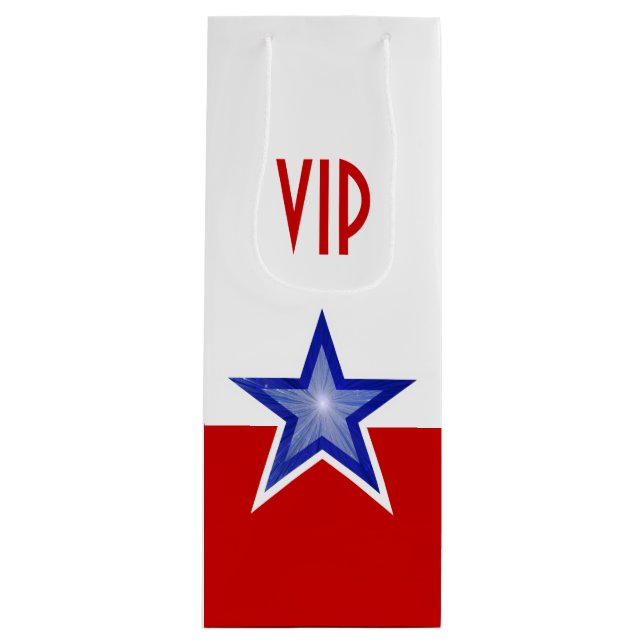 Blue Star Red print VIP wine Gift Bag (Front)