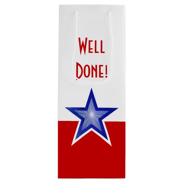Blue Star Red print Well Done! wine Wine Gift Bag (Front)