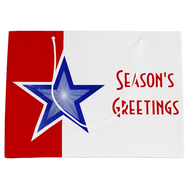 Blue Star Red Season's Greetings large Gift Bag (Front)