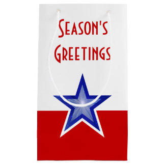 Blue Star Red Season's Greetings small Gift Bag