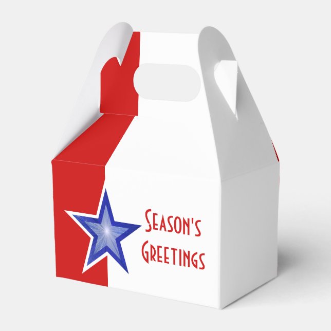 Blue Star Red Season's Greetings vertical gift box (Front Side)