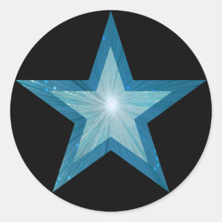 Blue Star round sticker black
