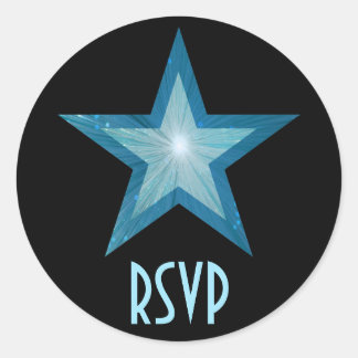 Blue Star RSVP round sticker black