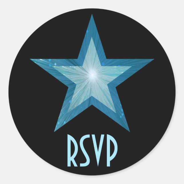 Blue Star RSVP round sticker black (Front)