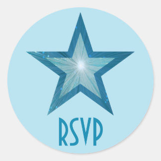 Blue Star RSVP round sticker pale blue