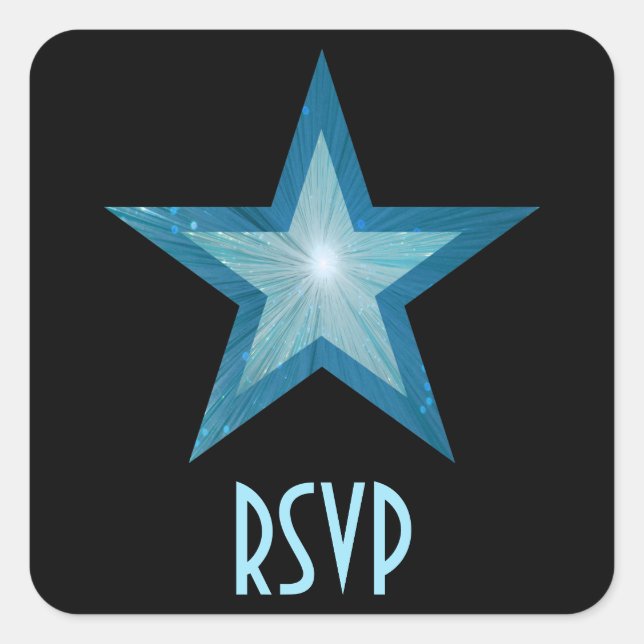 Blue Star RSVP square sticker black (Front)