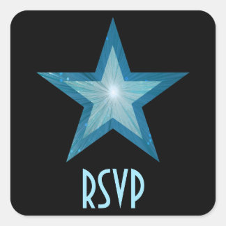 Blue Star RSVP square sticker black