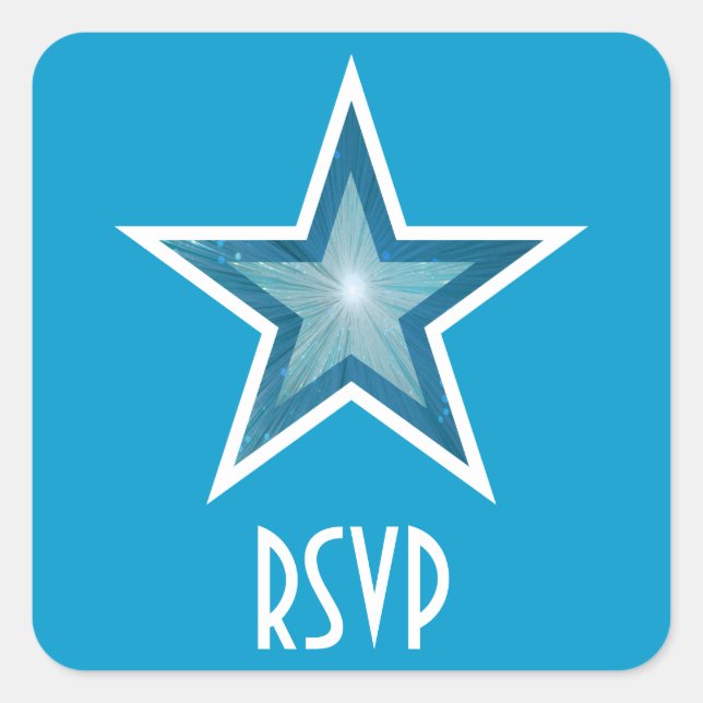 Blue Star RSVP square sticker blue (Front)