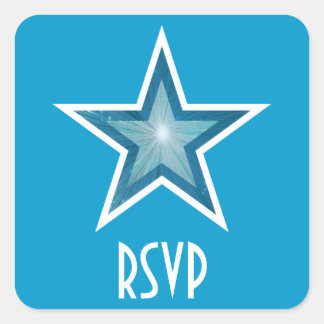 Blue Star RSVP square sticker blue