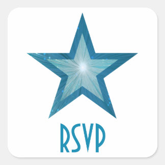 Blue Star RSVP square sticker white