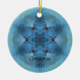 Blue Star Snowflake Mosaic -personalise Ceramic Tree Decoration