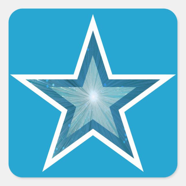 Blue Star square sticker blue (Front)