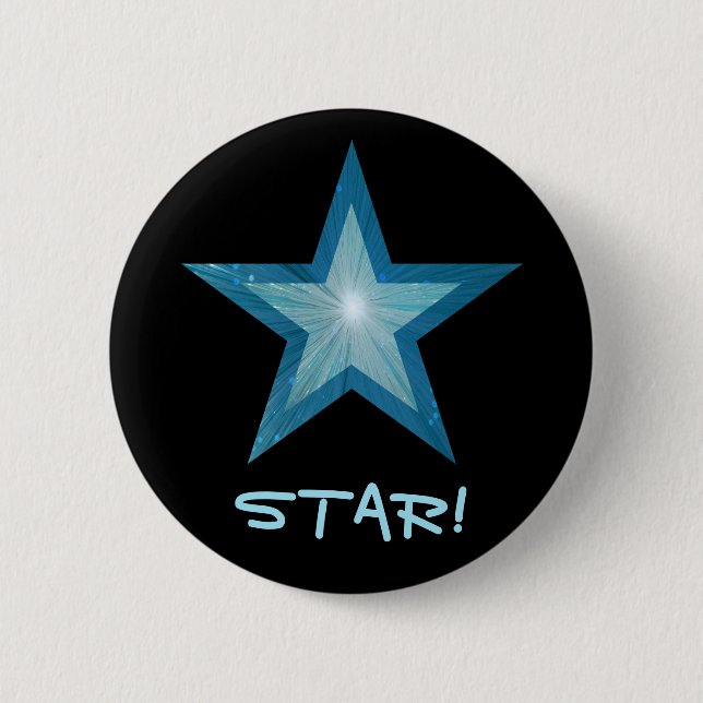 Blue Star 'STAR!' button black (Front)