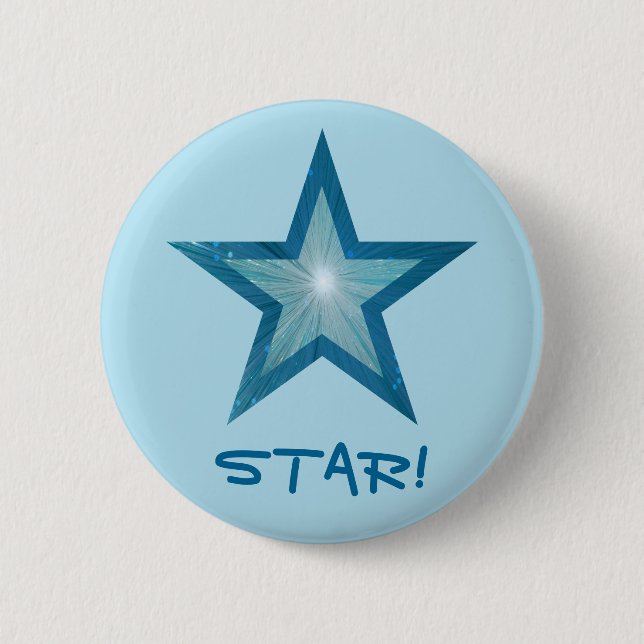 Blue Star 'STAR!' button pale blue (Front)