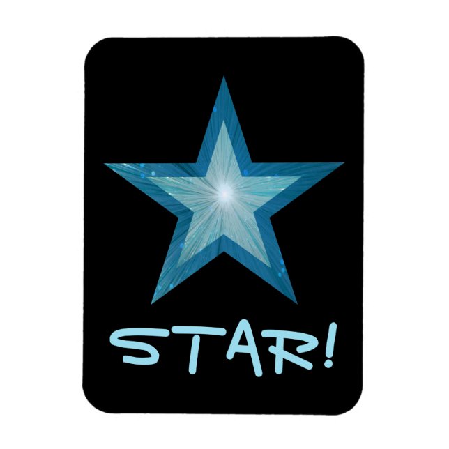 Blue Star 'STAR!' flexible magnet black (Vertical)