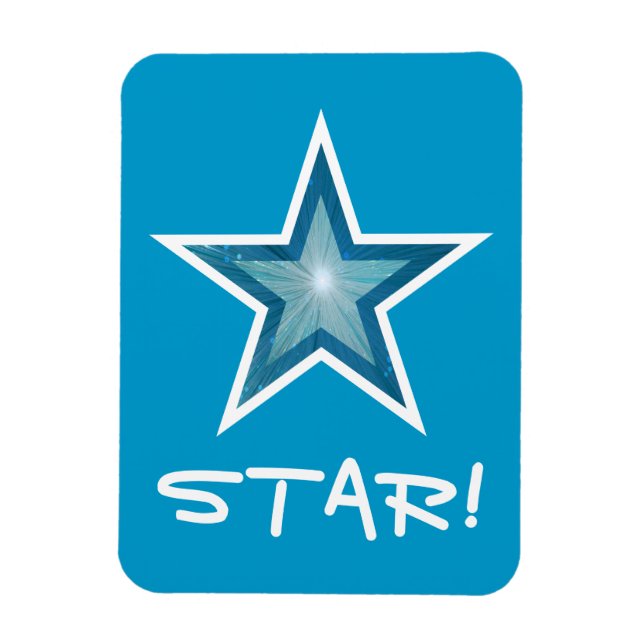 Blue Star 'STAR!' flexible magnet blue (Vertical)