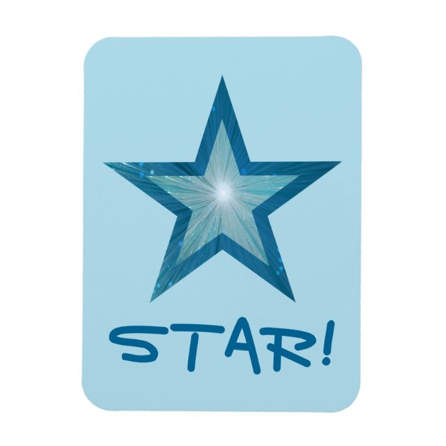 Blue Star 'STAR!' flexible magnet blue (Vertical)