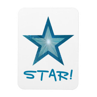 Blue Star 'STAR!' flexible magnet white
