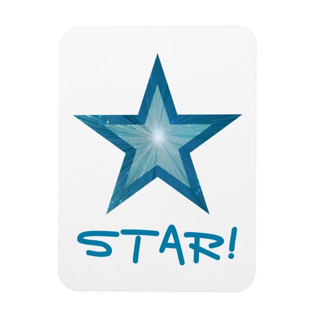 Blue Star 'STAR!' flexible magnet white (Vertical)