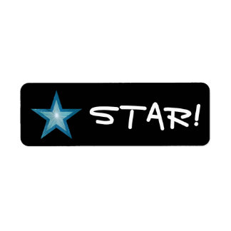Blue Star "STAR!" label small black