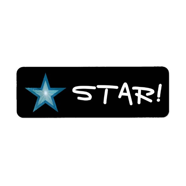 Blue Star "STAR!" label small black (Front)