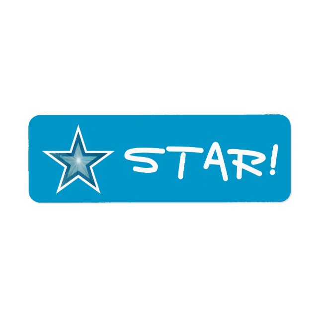 Blue Star "STAR!" label small blue (Front)