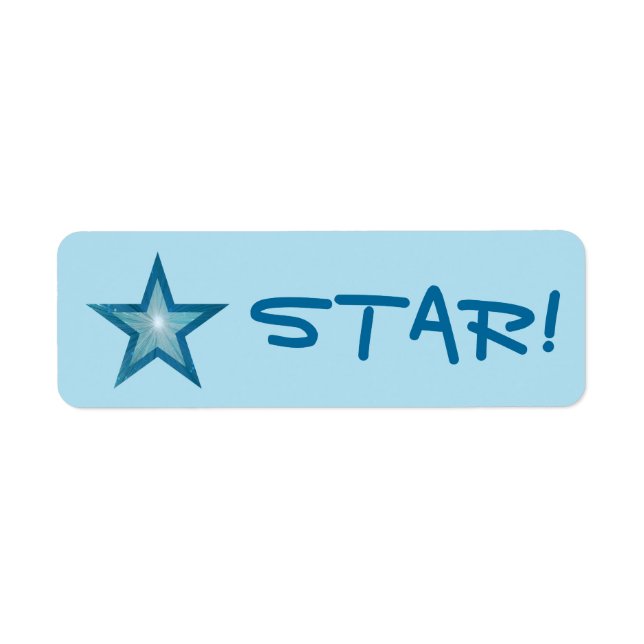 Blue Star "STAR!" label small pale blue (Front)