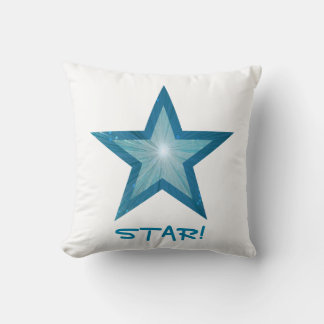 Blue Star 'STAR!' throw pillow square white