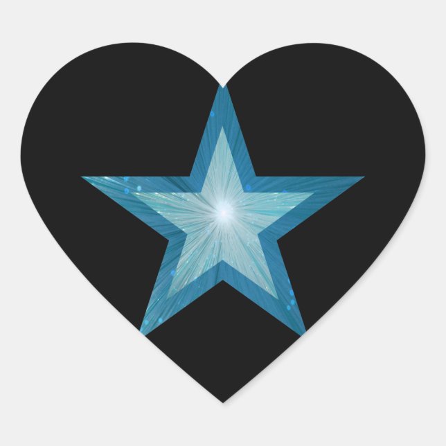 Blue Star sticker heart black (Front)