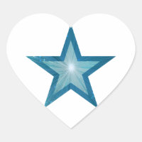 Blue Star sticker heart white