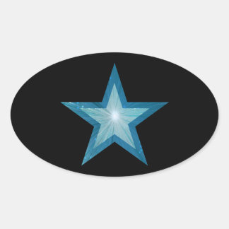 Blue Star sticker oval black