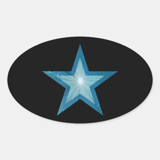 Blue Star sticker oval black (Front)