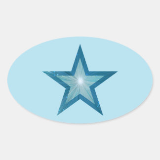 Blue Star sticker oval pale blue