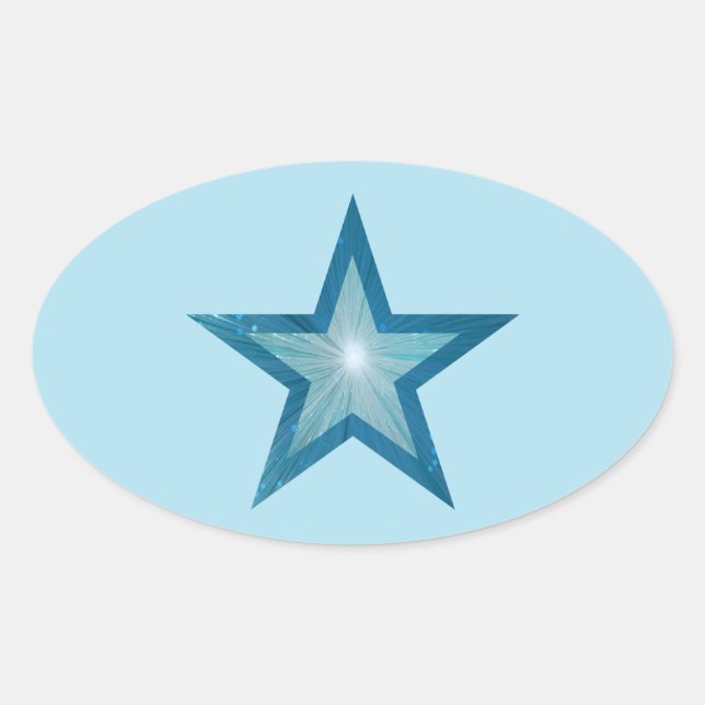 Blue Star sticker oval pale blue (Front)