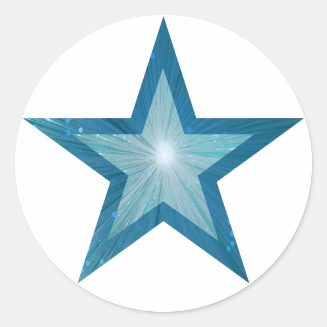 Blue Star sticker round white (Front)