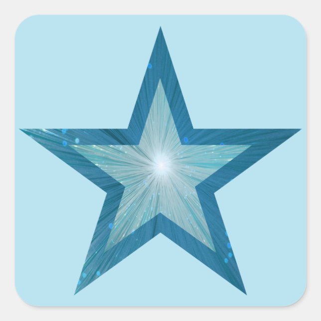 Blue Star sticker square pale blue (Front)