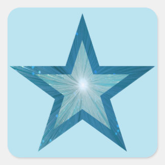 Blue Star sticker square pale blue