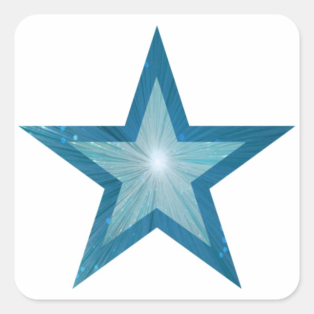 Blue Star sticker square white (Front)