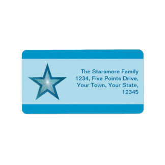 Blue Star stripe address label medium blue