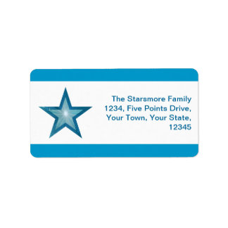 Blue Star stripe address label medium white