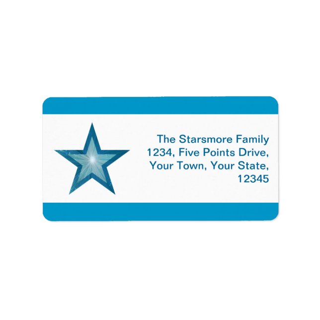 Blue Star stripe address label medium white (Front)