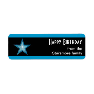 Blue Star stripe 'Happy Birthday' text black