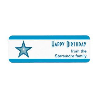 Blue Star stripe 'Happy Birthday' text white