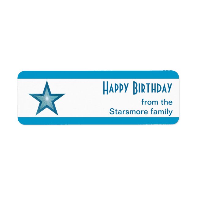 Blue Star stripe 'Happy Birthday' text white (Front)