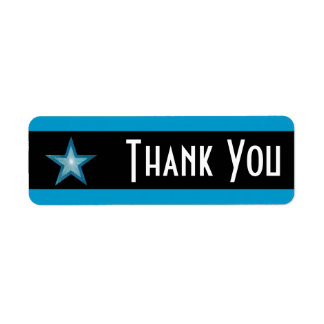 Blue Star stripe 'Thank you' label small black