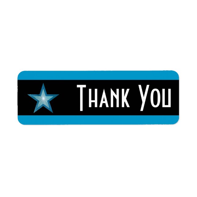 Blue Star stripe 'Thank you' label small black (Front)