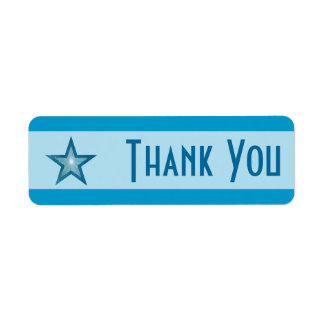 Blue Star stripe 'Thank you' small pale blue