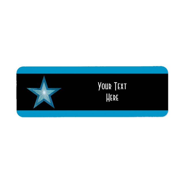 Blue Star stripe 'Your Text' label white black (Front)
