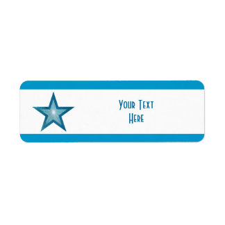 Blue Star stripe 'Your Text' label white small