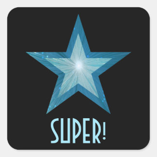 Blue Star 'SUPER!' square sticker black